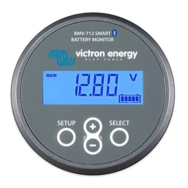 Victron BMV battery monitor showing 12V battery voltage
