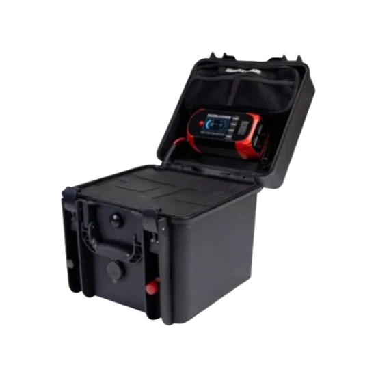 Dakota Lithium PowerBox60 open case with battery and jumper cables