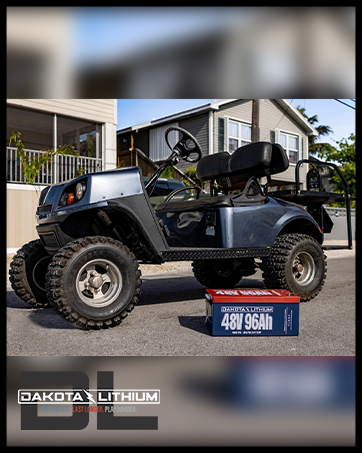 Dakota Lithium 48V 96Ah battery installed in golf cart