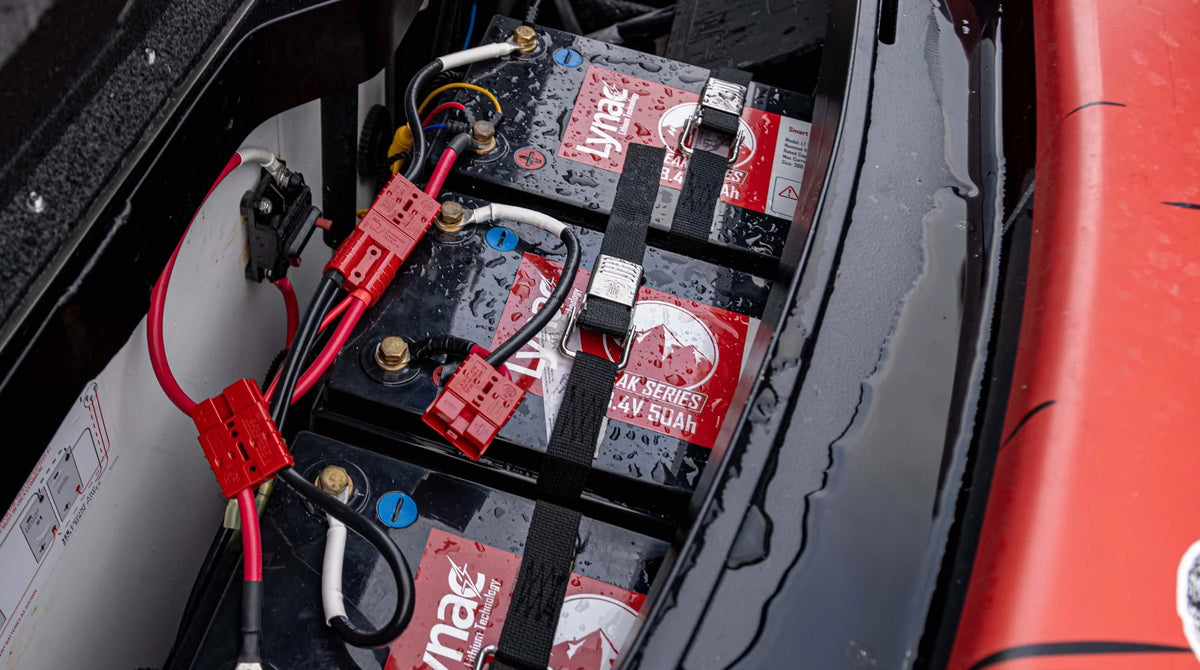Connect-Ease 36V trolling motor battery wiring system installed in boat